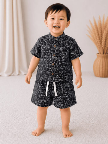 Premium Muslin Co-Ord Set for Boys - Black