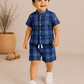 Premium Muslin Co-Ord Set for Boys - Blue Checked