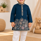 Premium Silk Embroidery Kurta Set - Navy Blue