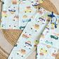 Half Sleeve Kids Night Suit -  Light Blue Car Print
