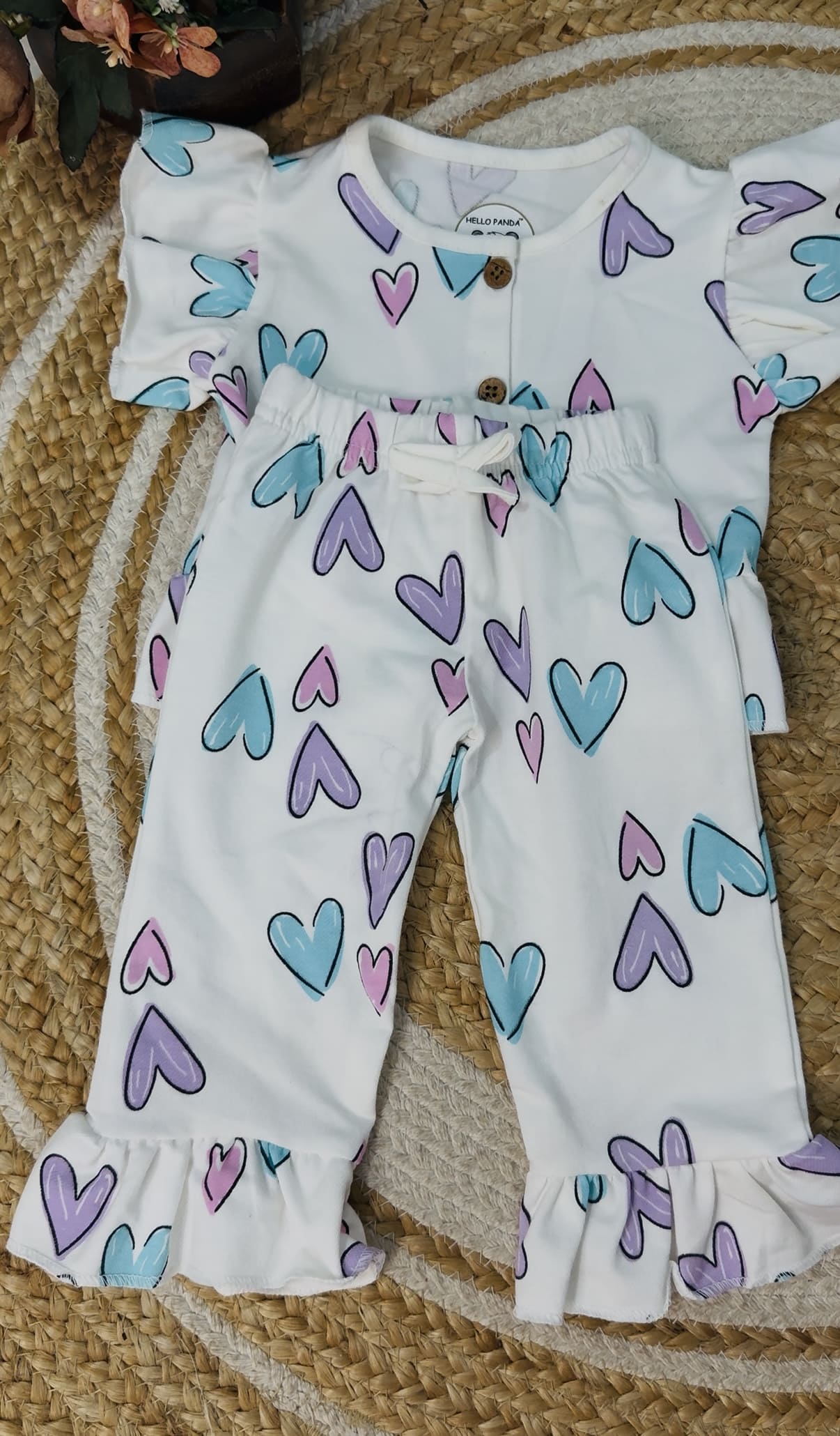 Peplum Top with Pant Set - Heart