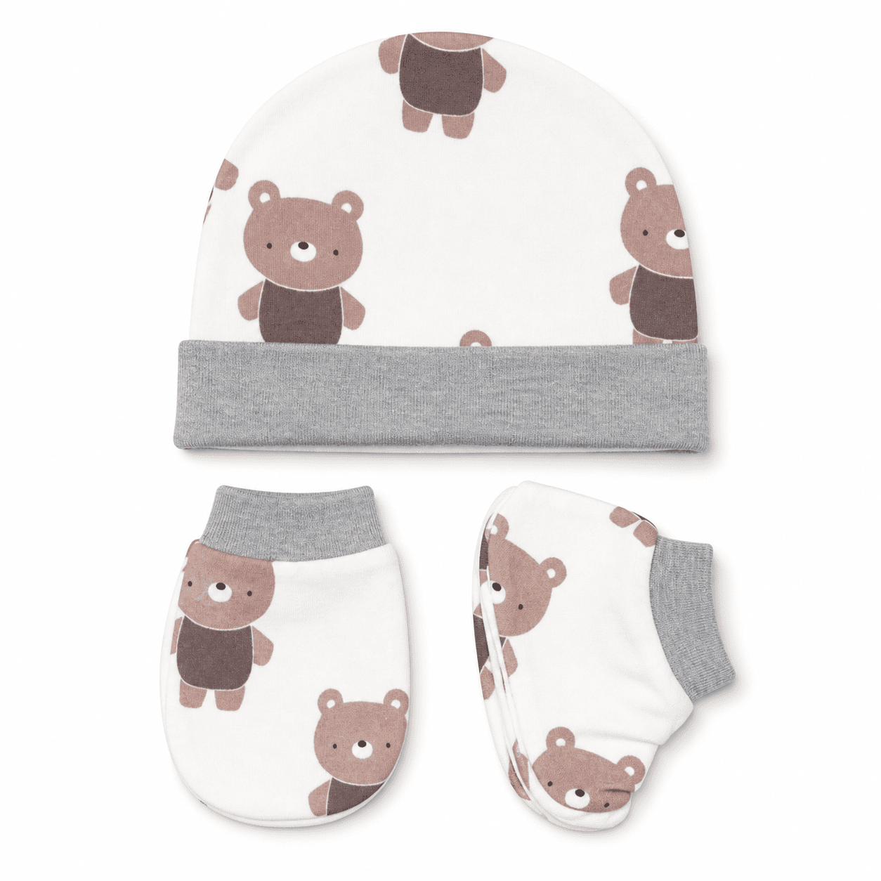 Cap, Mitten & Bootie Set - Teddy Bear