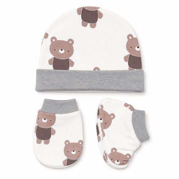 Cap, Mitten & Bootie Set - Teddy Bear