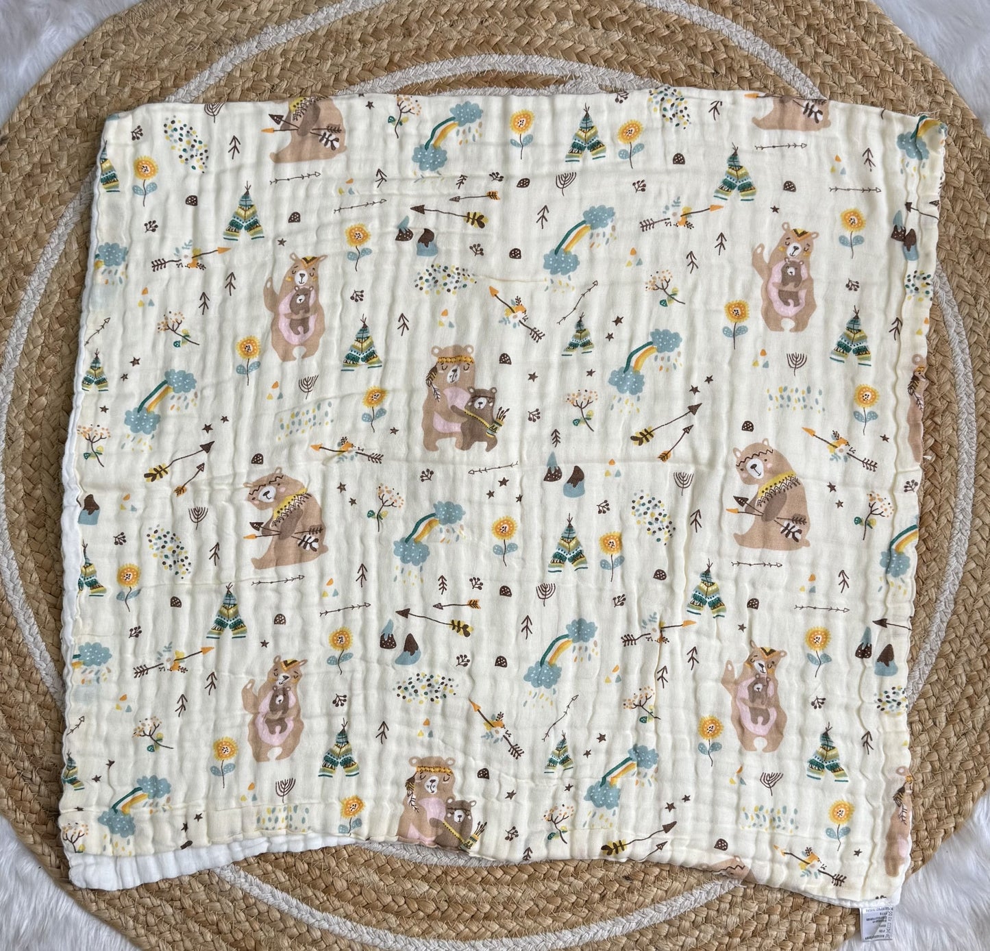 Muslin 6 Layer Bath Towel- Boho Bear