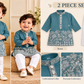 Premium Silk Embroidery Kurta Set - Teal Blue