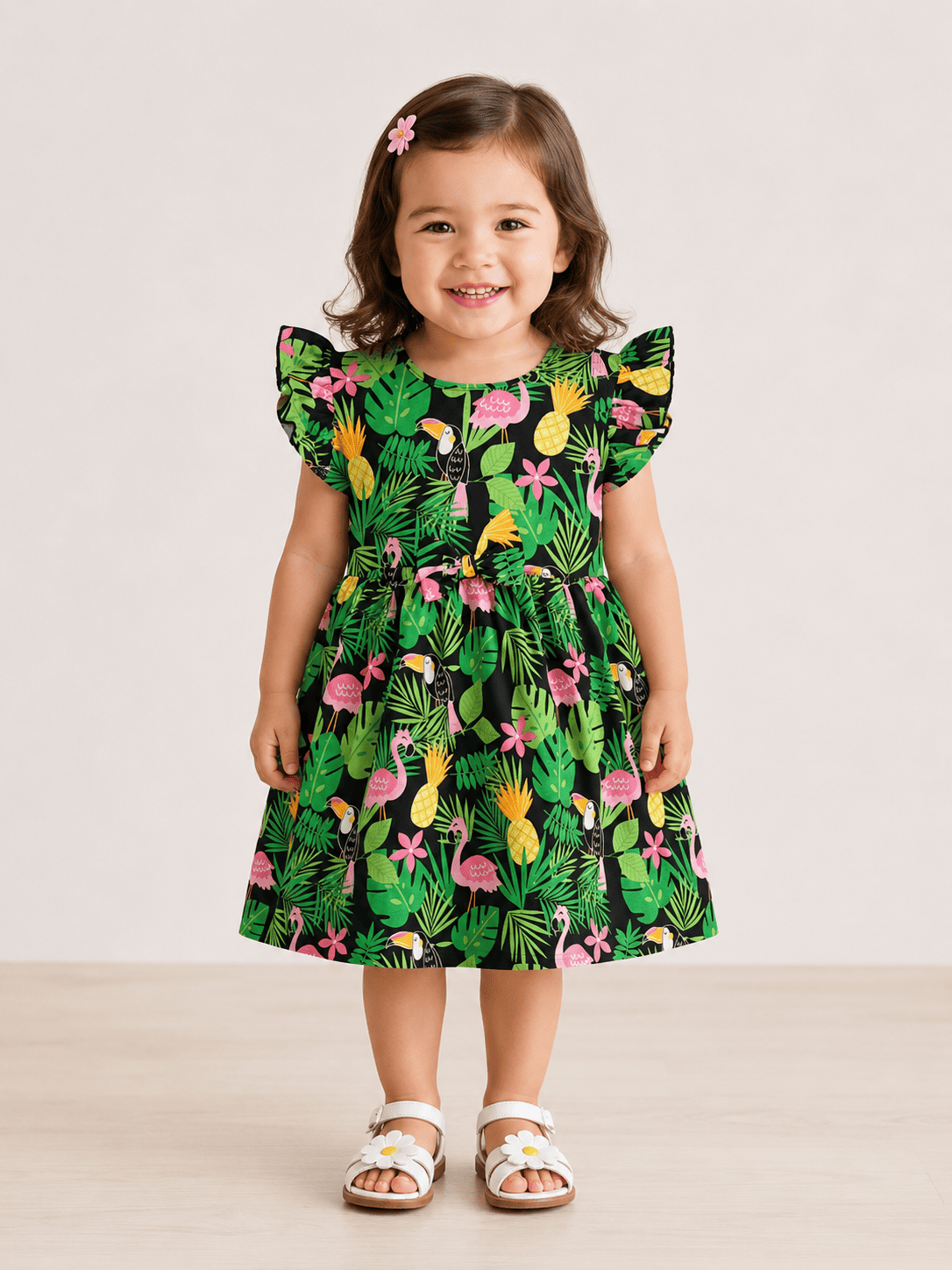Frill Sleeve Frock - Green Leaf
