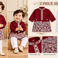 Premium Silk Embroidery Kurta Set - Red