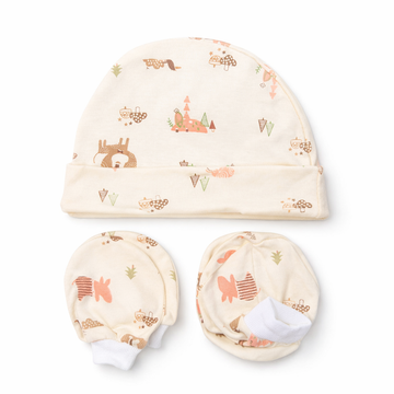 Cap, Mitten & Bootie Set - Forest Print