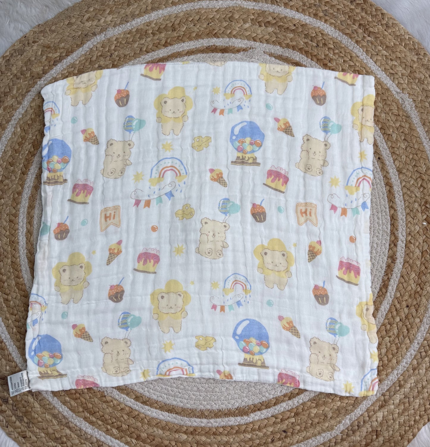 Muslin 6 Layer Bath Towel- Bear Birthday Theme