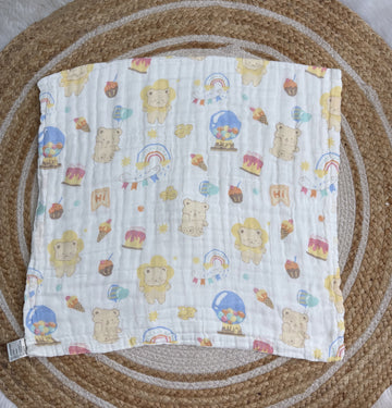 Muslin 6 Layer Bath Towel- Bear Birthday Theme
