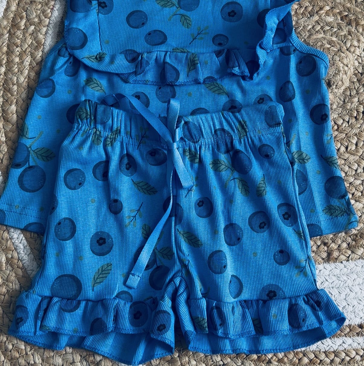 Sleeveless Frill Shorts Set - Blue