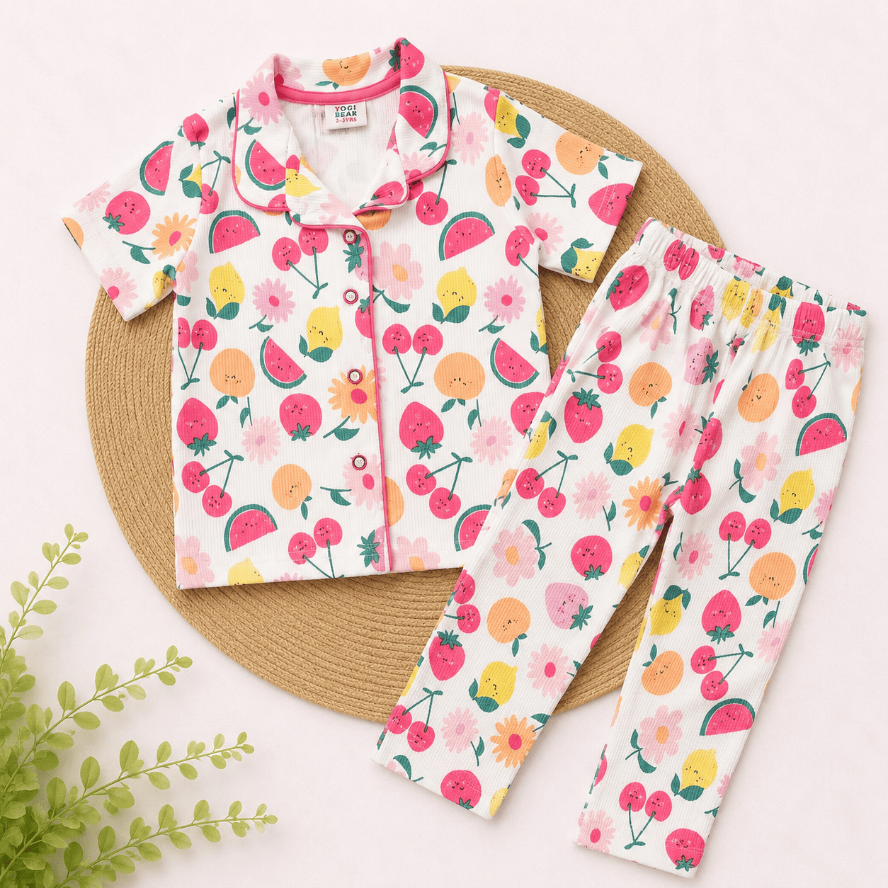 Half Sleeve Kids Night Suit -     Fruity Garden Print