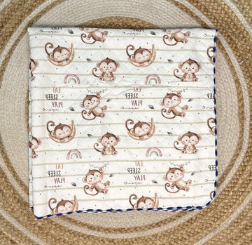 4 Layer Receiving Blanket - Monkey