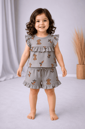 Sleeveless Frill Shorts Set - Rabbit