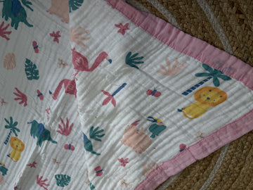 Muslin Receiving Blanket - Flamingo Paradise