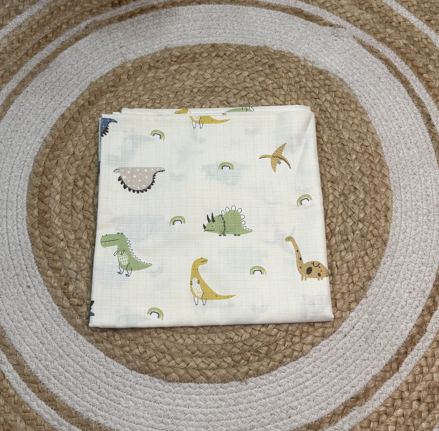 Premium Muslin Swaddle - Cream Colour Dinosaur