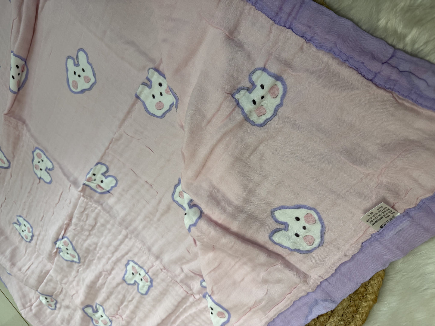 Muslin Receiving Blanket -     Lavender Bunny