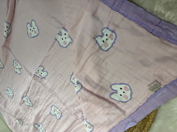 Muslin Receiving Blanket -     Lavender Bunny