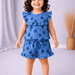 Sleeveless Frill Shorts Set - Blue