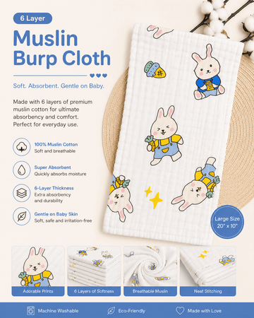 6 Layer Muslin Burp Cloth