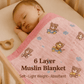 Muslin Receiving Blanket - Pink Teddy Bear car