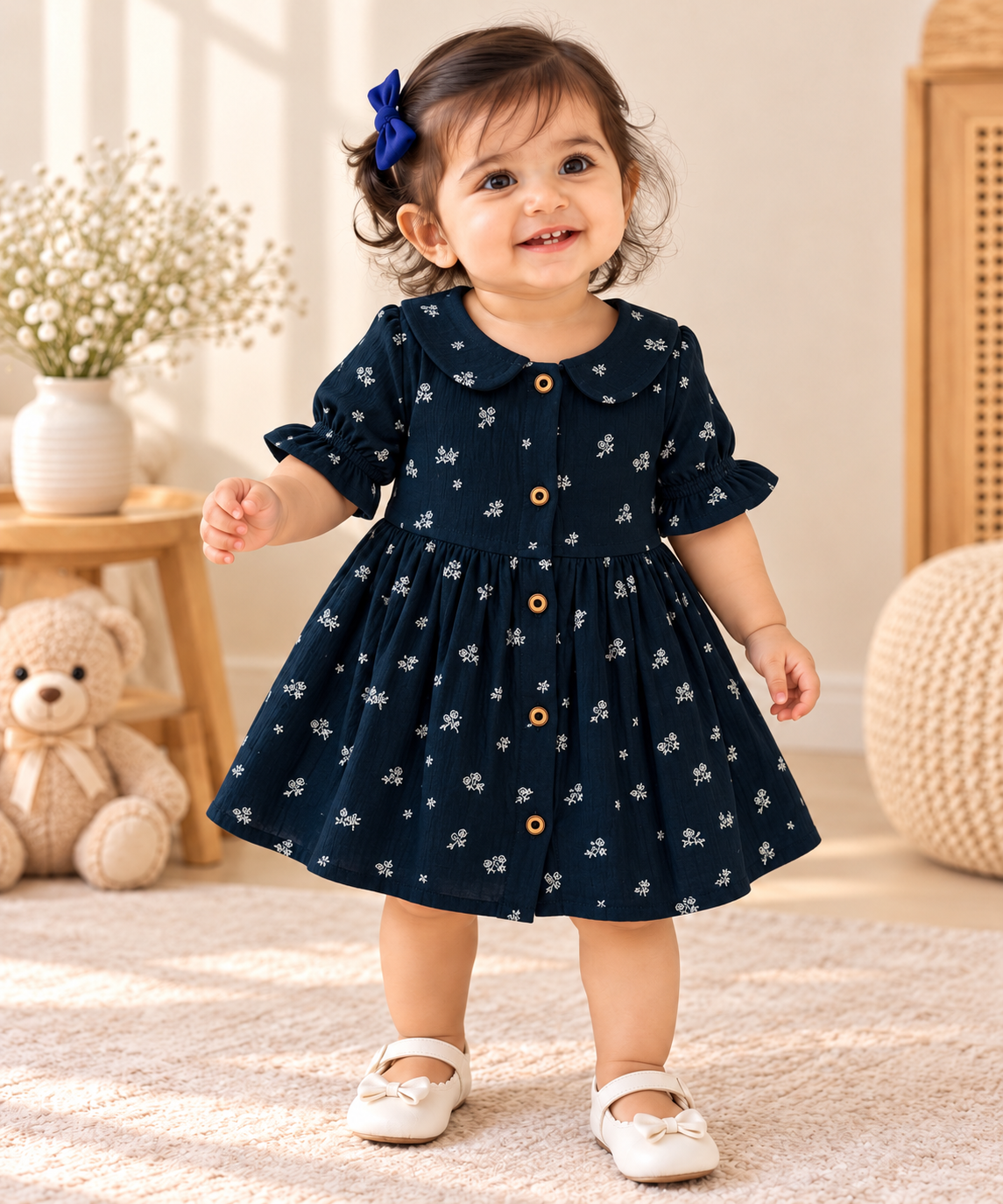 Muslin Frock with Front Buttons - Buy 3 for 999₹