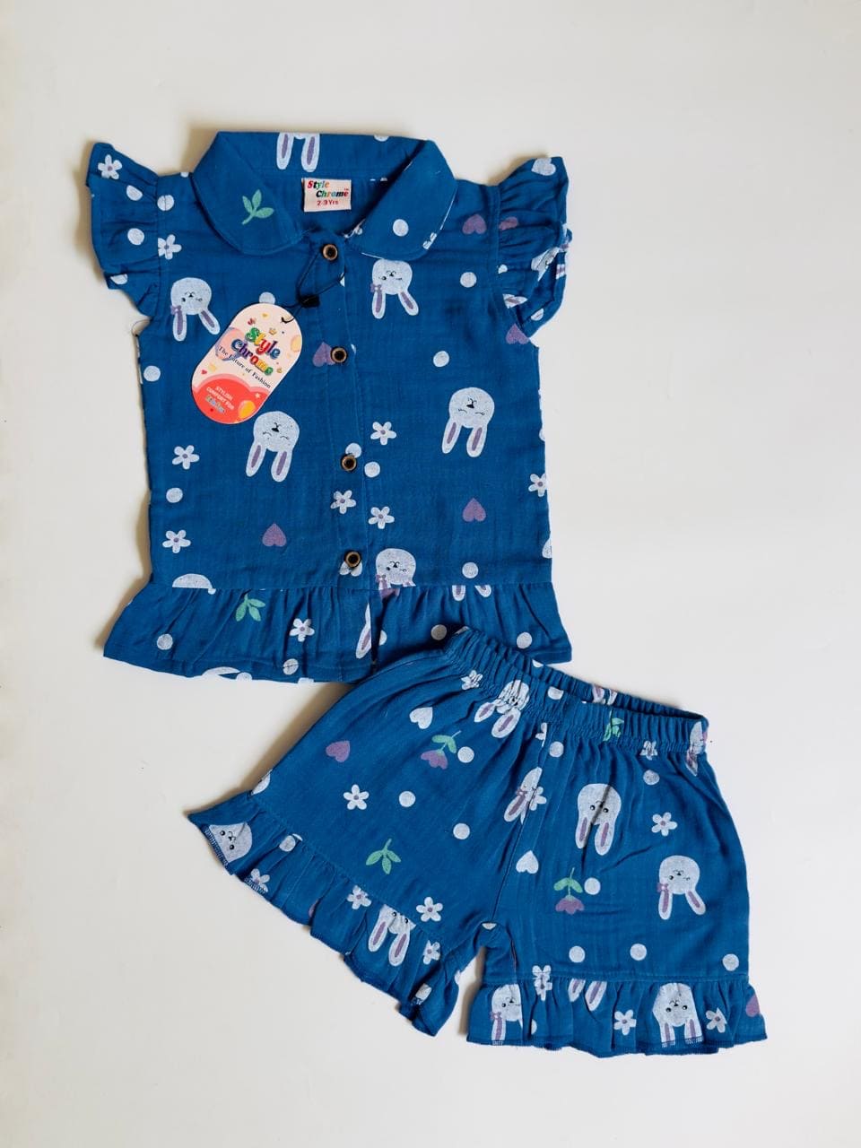 Muslin Frill Sleeve Shorts Set