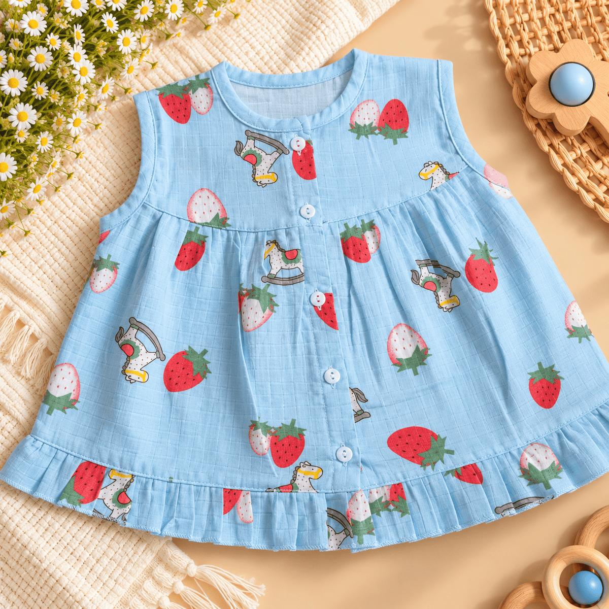 Premium Muslin Frock with Front Button