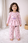 Frock with Pant Set for Kids - Lavender with Pink