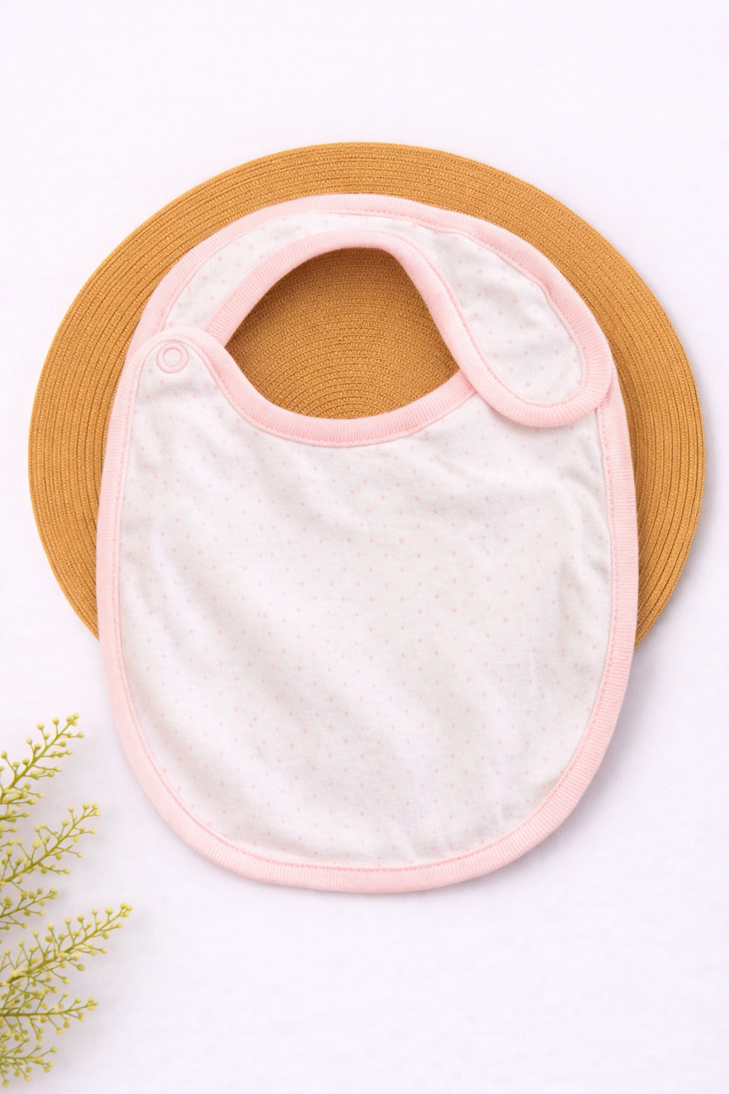Baby Bib - White with Pink Dot