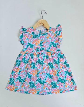 Frill Sleeve Frock - Mixed Flower