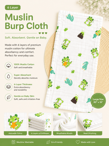 6 Layer Muslin Burp Cloth