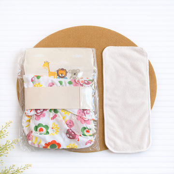 Cloth Diaper Adjustable & Reusable with Pad - Flower