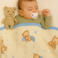 Muslin Receiving Blanket - Blue Border with Bear Sleeping 110*110 cm