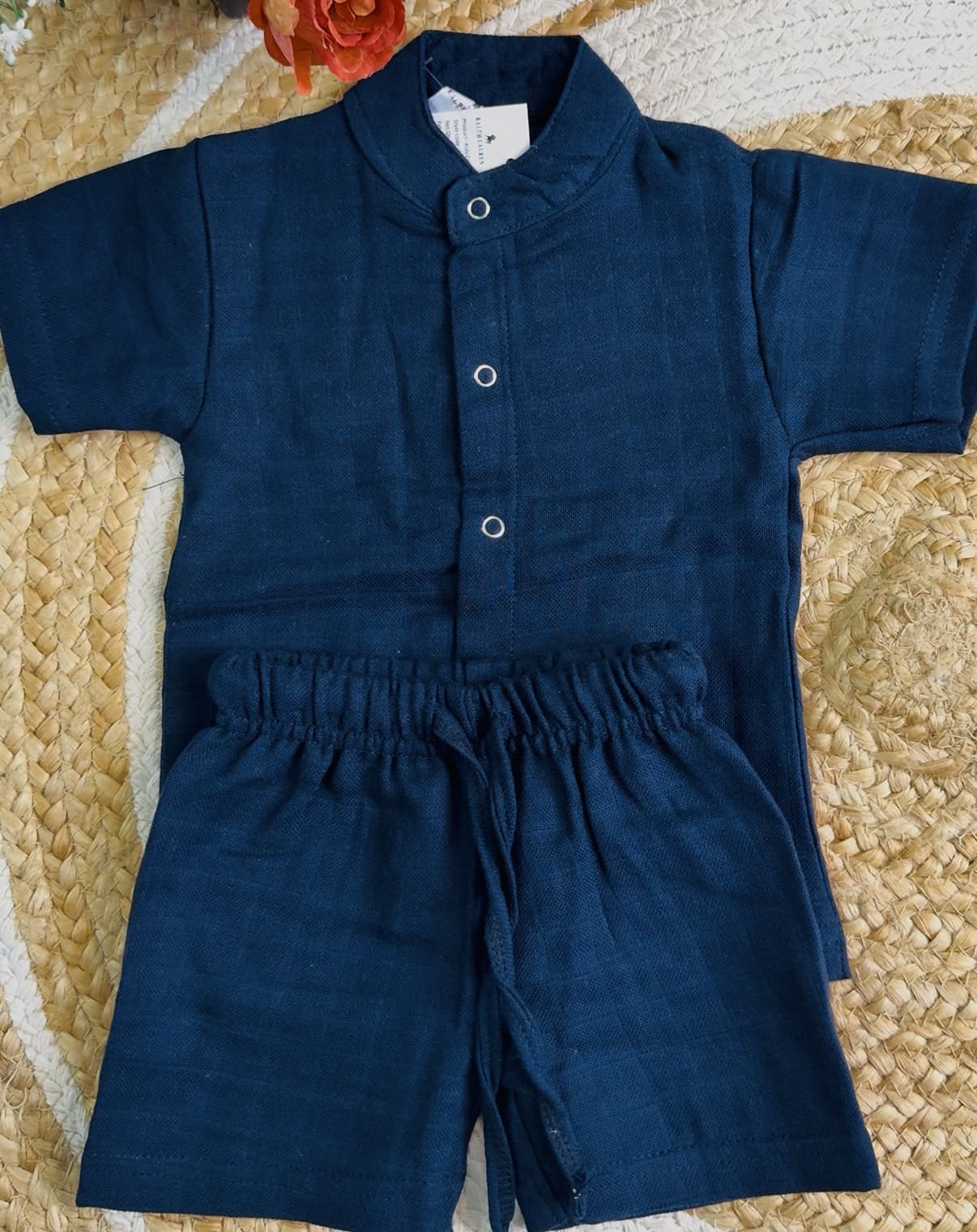 Premium Muslin Co-Ord Set - Navy Blue