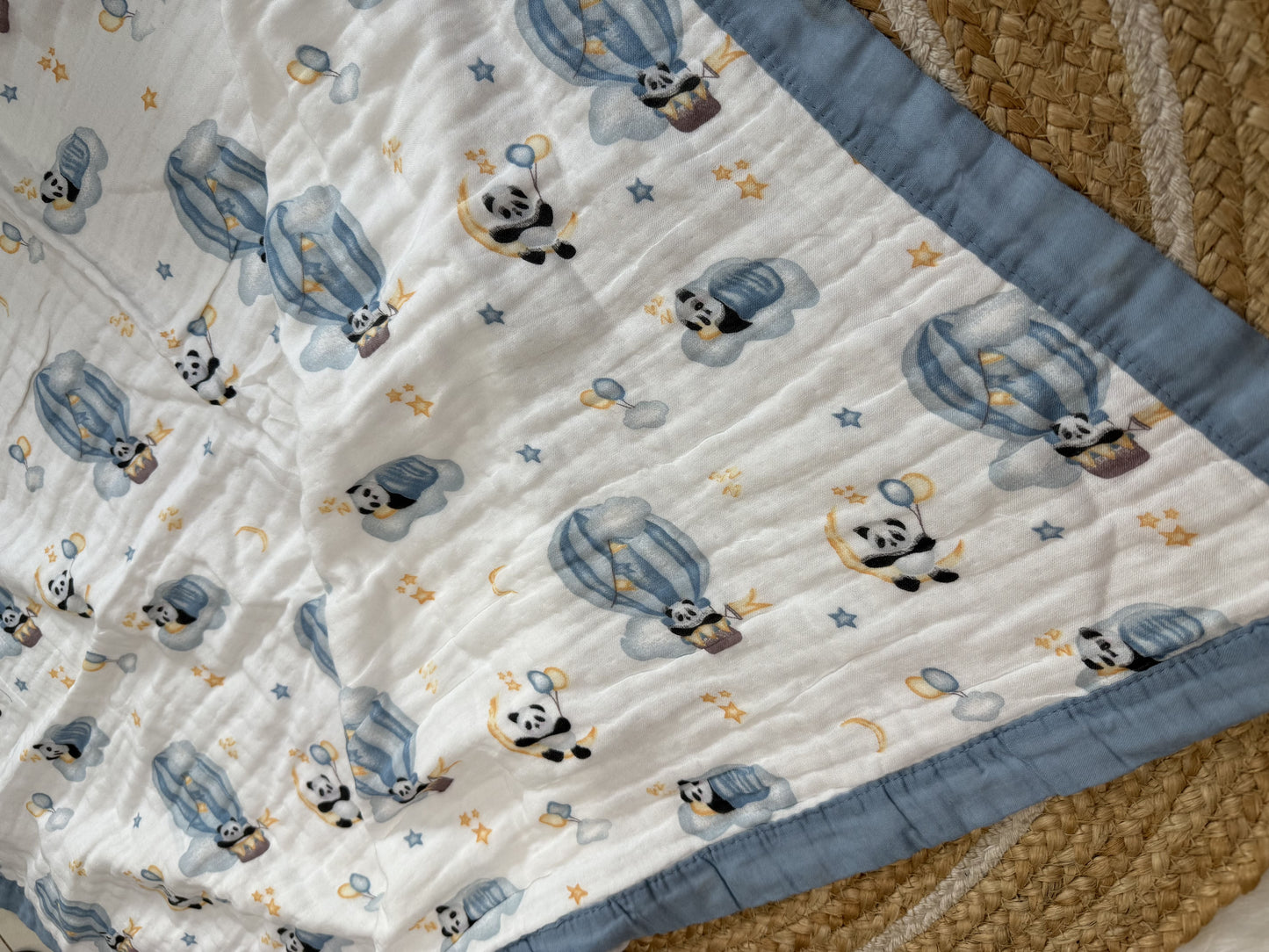 Muslin Receiving Blanket - Panda in Parachute