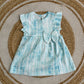 Frill Sleeve Frock - Blue with White
