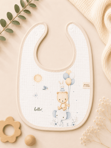 Muslin Bib - Animals with Balloon