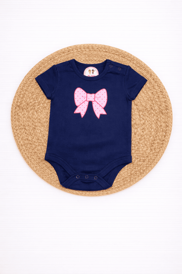Onesies- Navy Blue Bow
