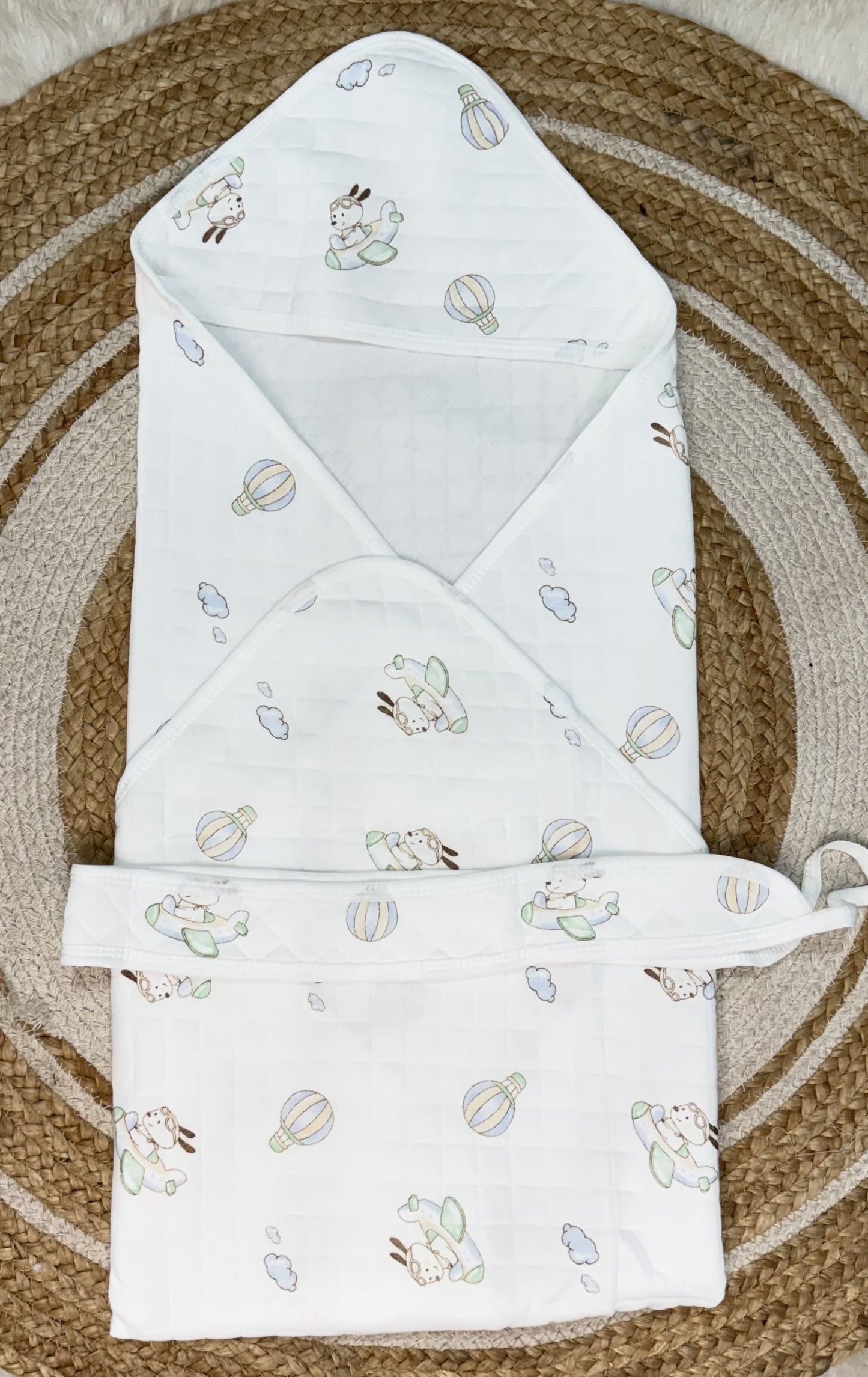4-Layer Hooded Towel - Flying Puppy Print