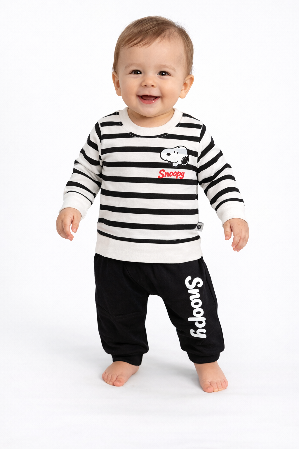 Kids Jogger Set – Black and White Stripes