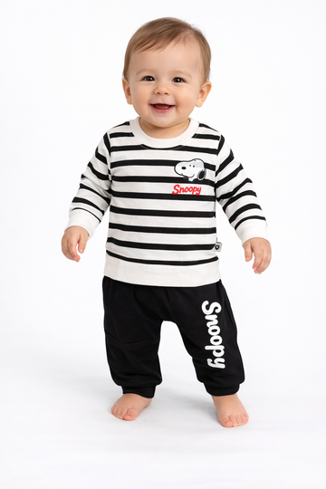 Kids Jogger Set – Black and White Stripes