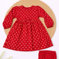 Girls Cotton Frock-Red