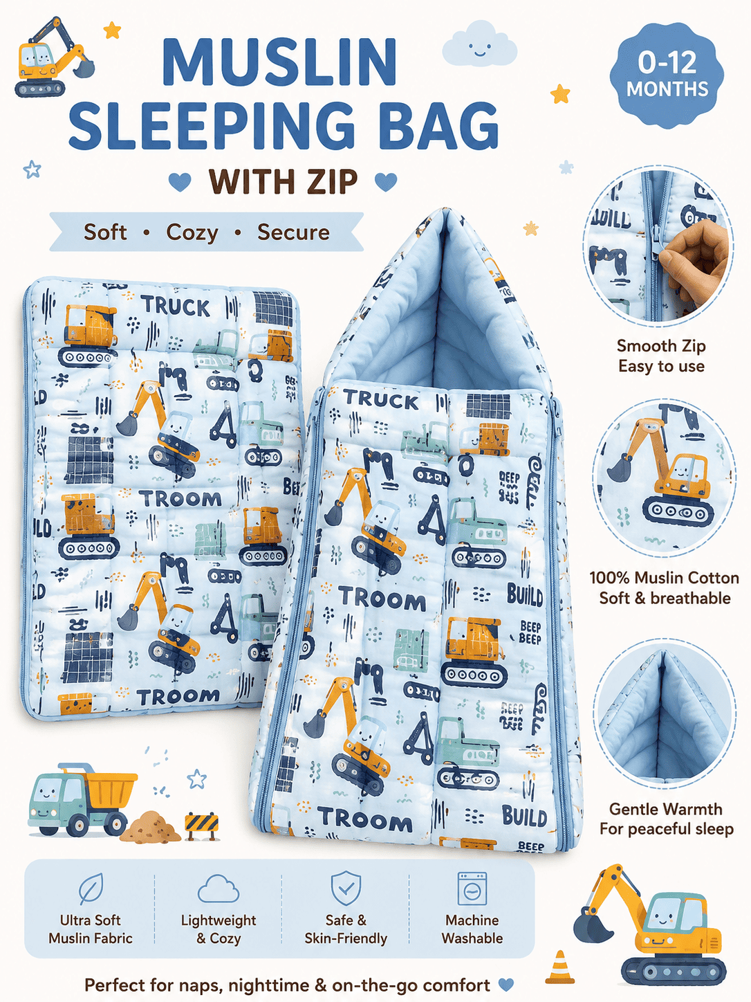 Muslin Carry Nest With Zip