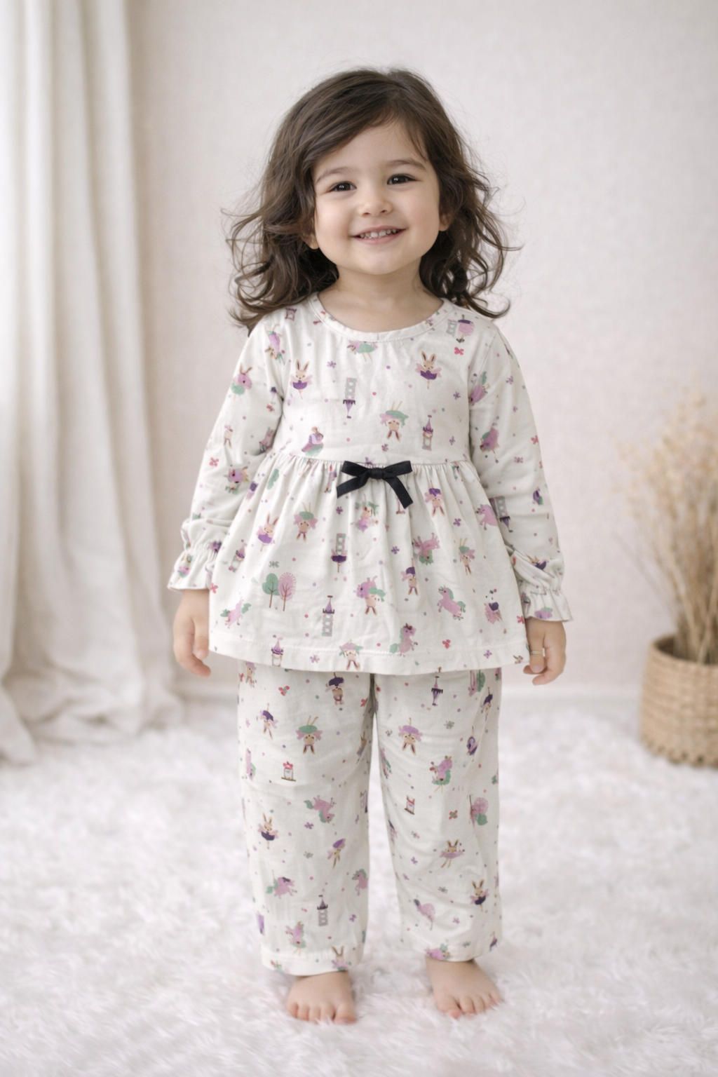 Frock with Pant Set for Kids - Off White