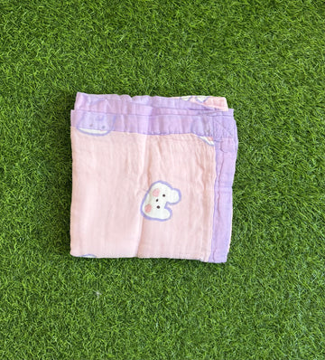 Muslin Receiving Blanket - Lavender Border with Bunny 110*110 cm