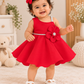Premium Scuba Frock with Flair - Red (Baby)