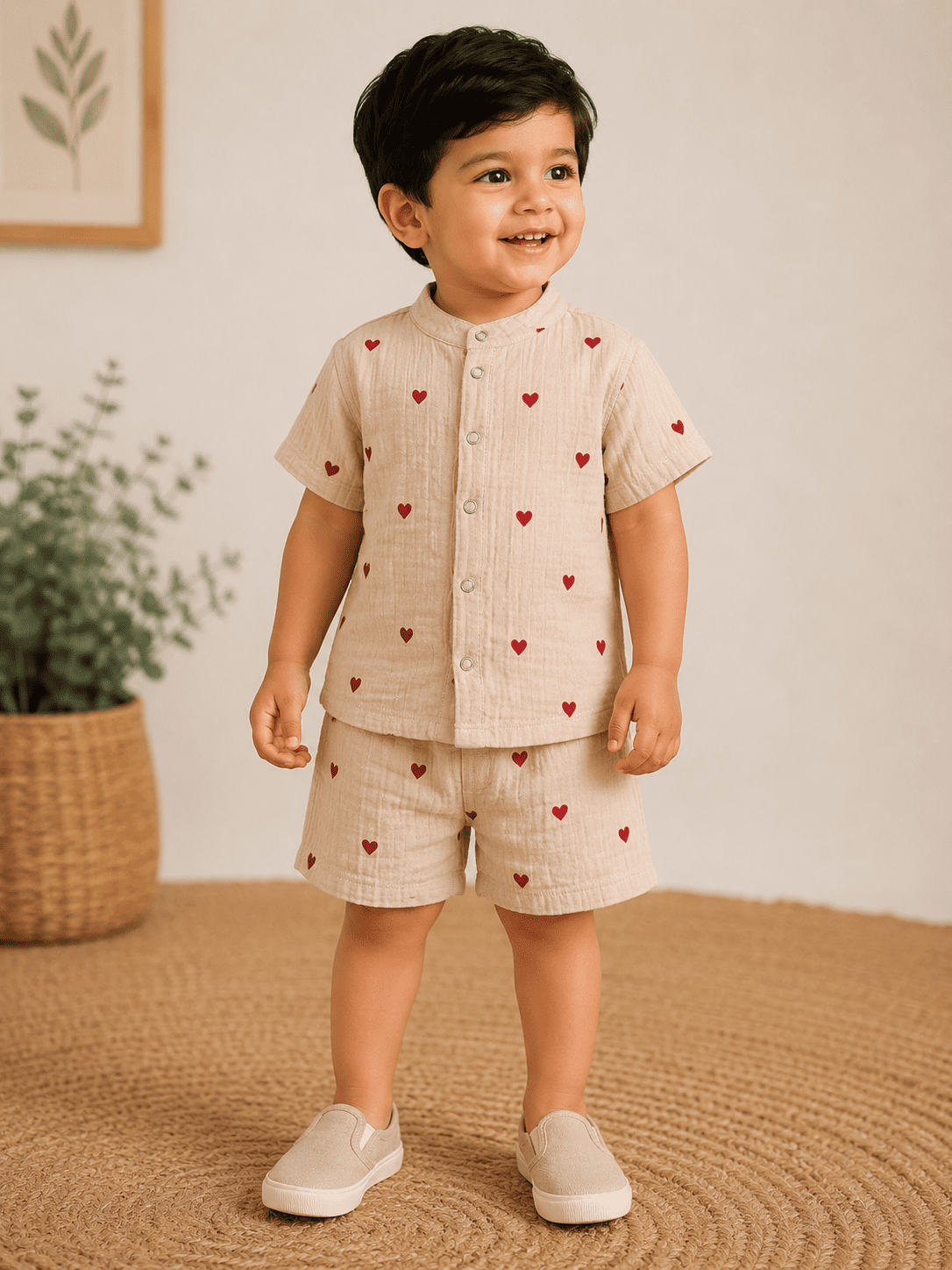 Premium Muslin Co-Ord Set - Sandal Heart