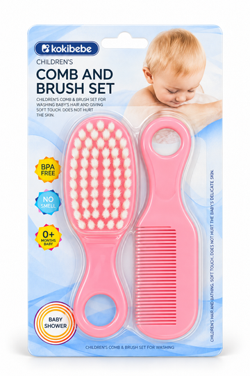 Baby Comb & Brush Set - Pink