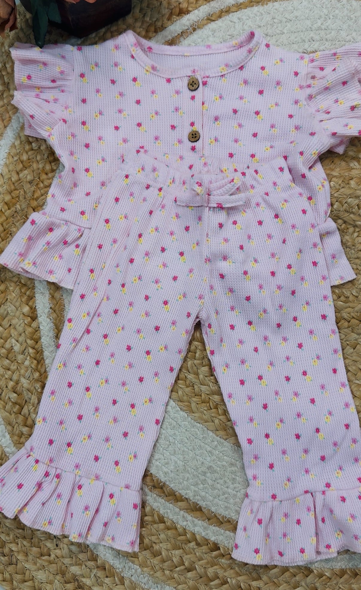 Peplum Top with Pant Set - Blush Blossom